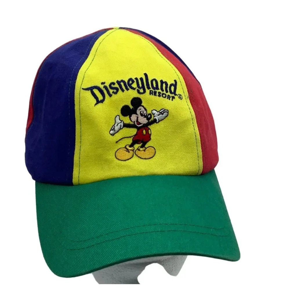 Disneyland Resort Mickey Mouse Baseball Cap‎ Hat Block Color Cotton Youth OS